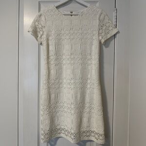 Lulus Love You For Eternity White Lace Shift Dress.